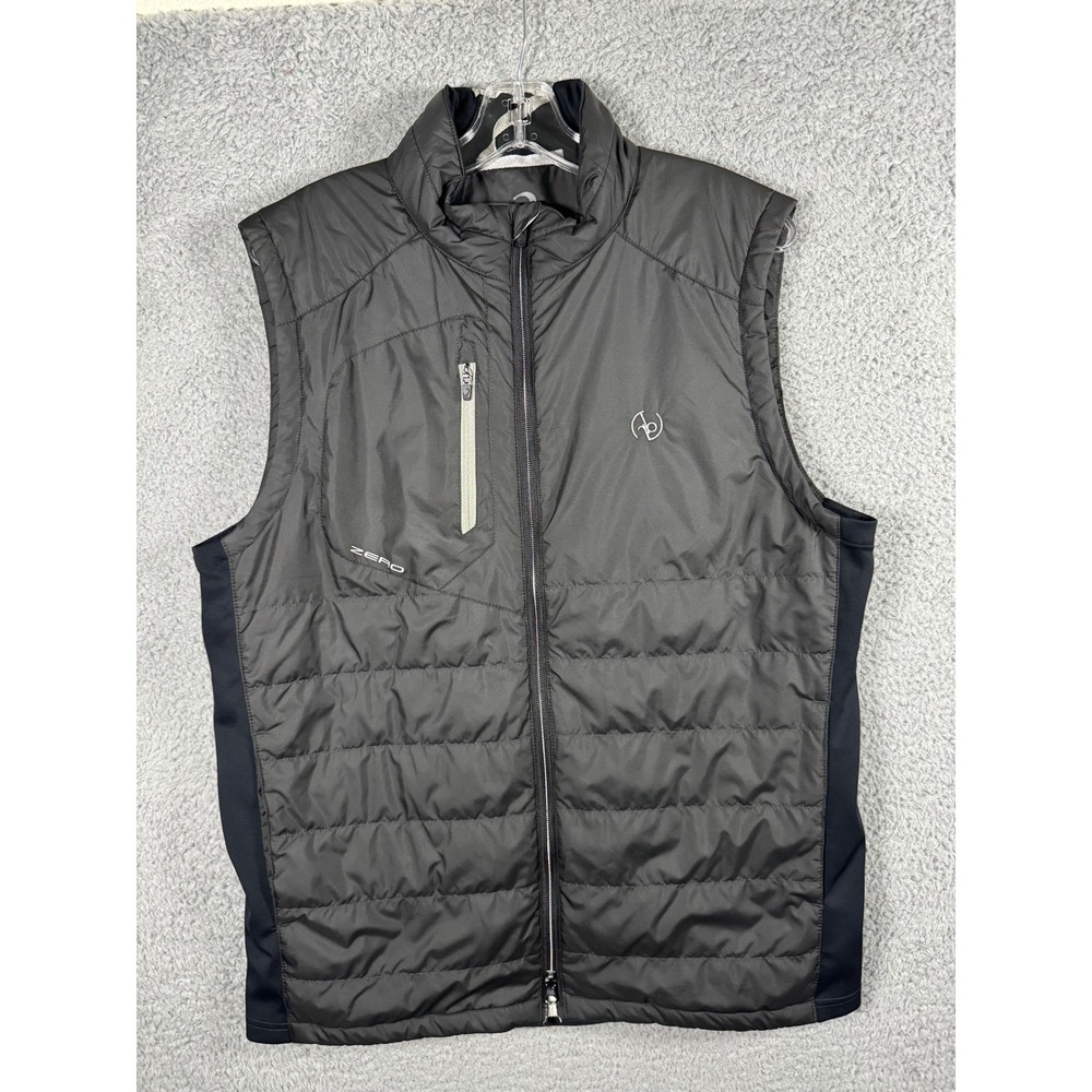 Zero Restriction Mens Large Black‎ Quilted Puffer Vest Stretch Side Panels Golf